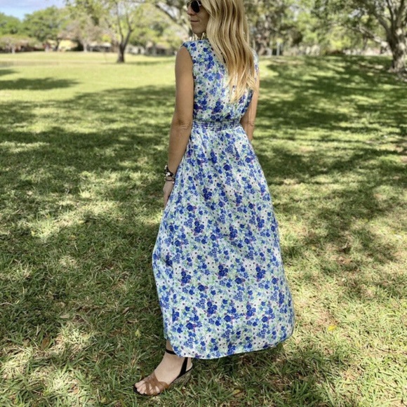 Zara NWT Floral Open Front Maxi Padded Shoulder Sleeveless Dress Medium - Picture 6 of 15